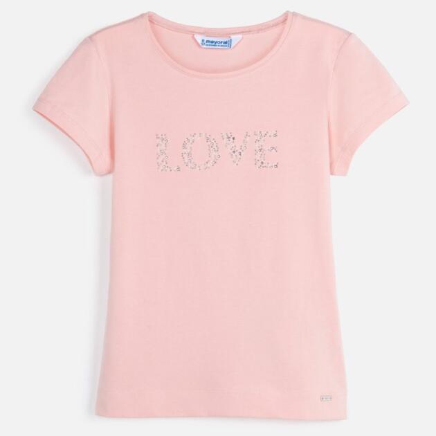 Bavlnené tričko s nápisom Love Mayoral ružové | Welcomebaby.sk