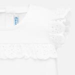 Dievčenské tričko s volánovými rukávmi a volánom v strede trička Mayoral biele | Welcomebaby.sk