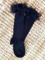 Bavlnené podkolienky so sieťovanými volánmi Cóndor čierne | Welcomebaby.sk