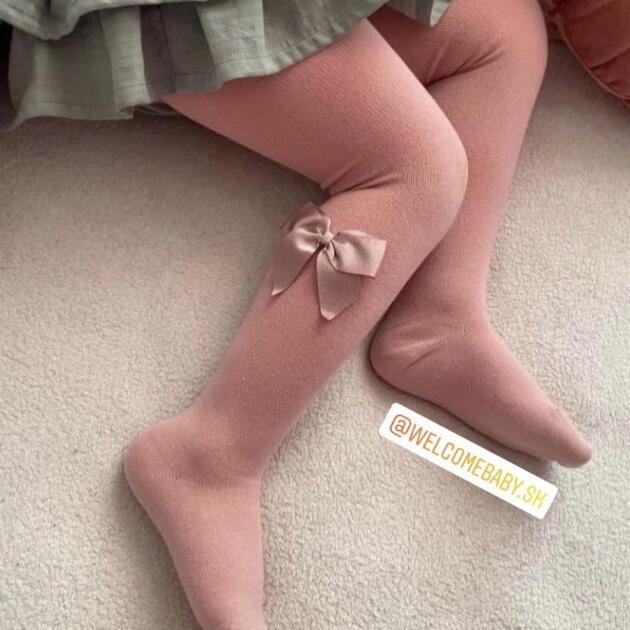 Klasické pančuchy s mašľou na boku Cóndor pale pink | Welcomebaby.sk