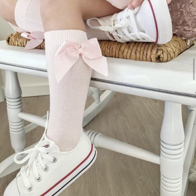Bavlnené podkolienky s patentom a mašľou na boku Cóndor baby ružová | Welcomebaby.sk