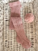 Vzorované dievčenské pančuchy s dierkami Cóndor staroružové pale pink | Welcomebaby.sk