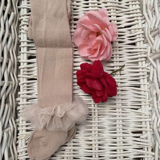 Hladké pančuchy s tylovým volánom Cóndor old rose tmavoružová | Welcomebaby.sk