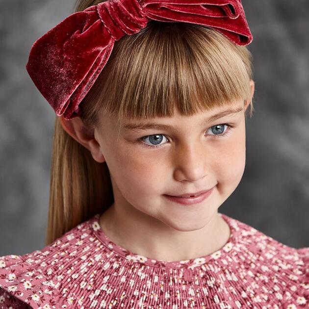 Čelenka do vlasov s veľkou velvet mašľou Abel & Lula tmavočervená crimson