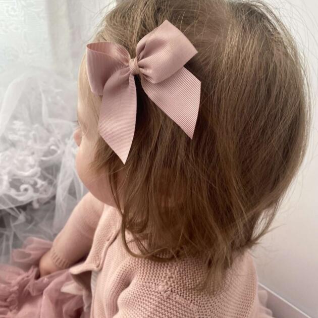 Saténová mašlička do vlasov Cóndor nude staroružová jemná old rose | Welcomebaby.sk