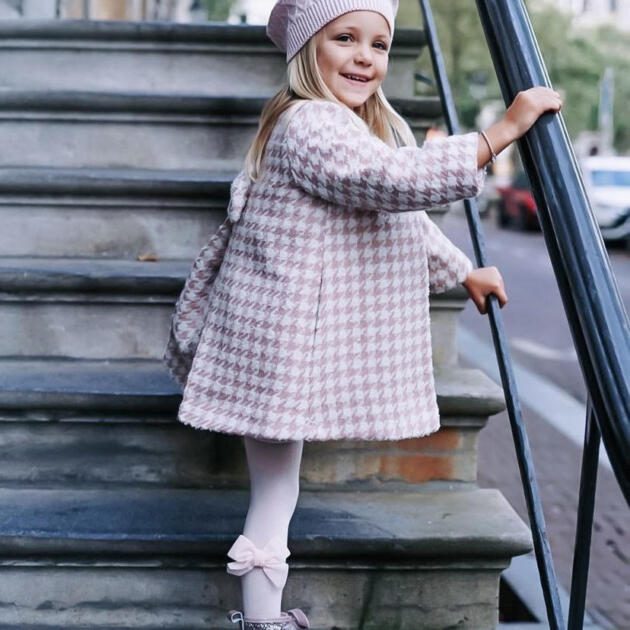 Hladké pančuchy s veľkou velvet mašľou Cóndor nude | Welcomebaby.sk