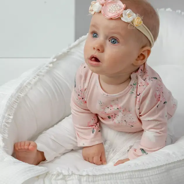 Detská čelenka pre bábätká s kvetom Florbella Jamiks ružová | Welcomebaby.sk