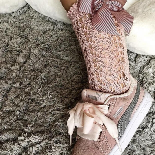 Háčkované podkolienky s mašľou Cóndor pale pink staroružové tmavšie pale pink | Welcomebaby.sk