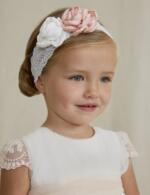 Čipkovaná čelenka s kvetom baby Abel & Lula krémová | Welcomebaby.sk
