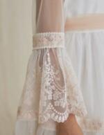 Elegantné sviatočné vyšívané šaty s 3/4 rukávmi Abel & Lula krémové lososové | Welcomebaby.sk
