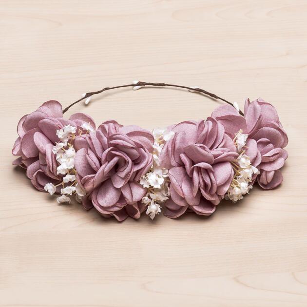 Kvetovaná veľká čelenka koruna Siena natural blooms floral crown ružová | Welcomebaby.sk