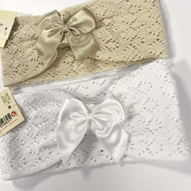 Baby čelenka shell s mašľou biela | Welcomebaby.sk