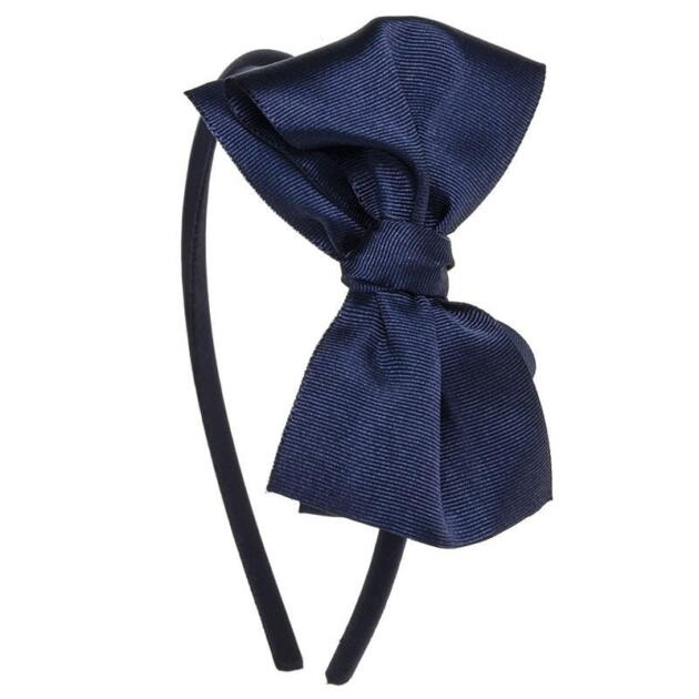 Čelenka s veľkou lesklou mašľou Siena navy blue tmavomodrá | Welcomebaby.sk
