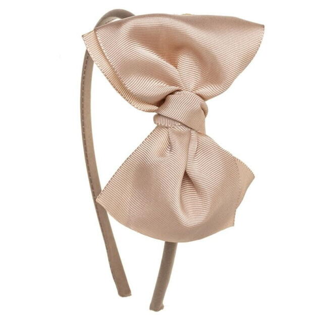 Čelenka s veľkou lesklou mašľou Siena beige béžová | Welcomebaby.sk