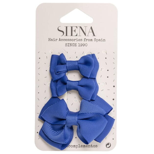 Elegantná mašľa do vlasov 3set Siena modrá cobalt | Welcomebaby.sk