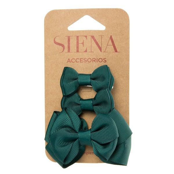 Elegantná mašľa do vlasov 3set Siena tmavozelená dark green | Welcomebaby.sk