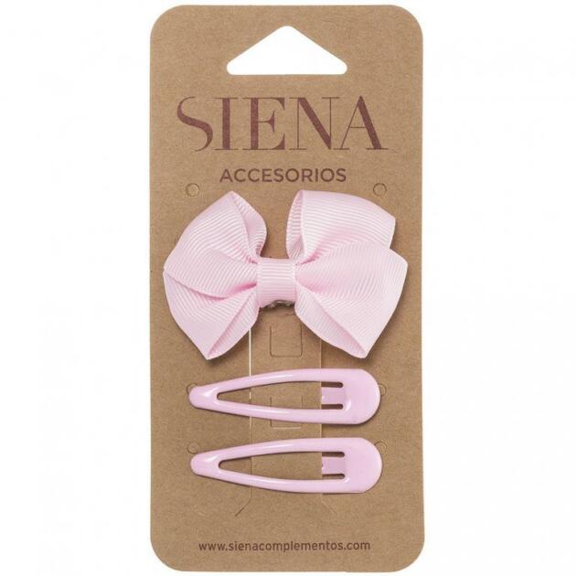 Mašlička s dvomi sponkami Siena baby ružová | Welcomebaby.sk