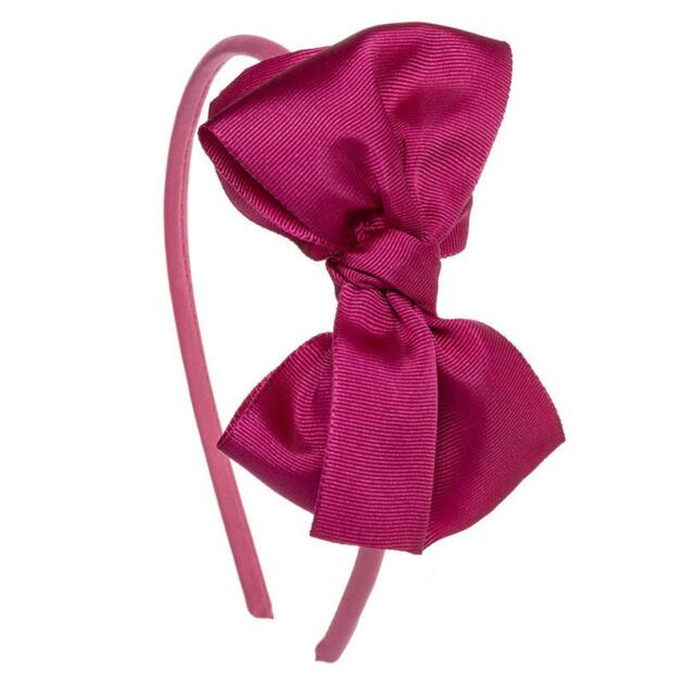 Čelenka s veľkou lesklou mašľou Siena fialovoružová fuchsia | Welcomebaby.sk