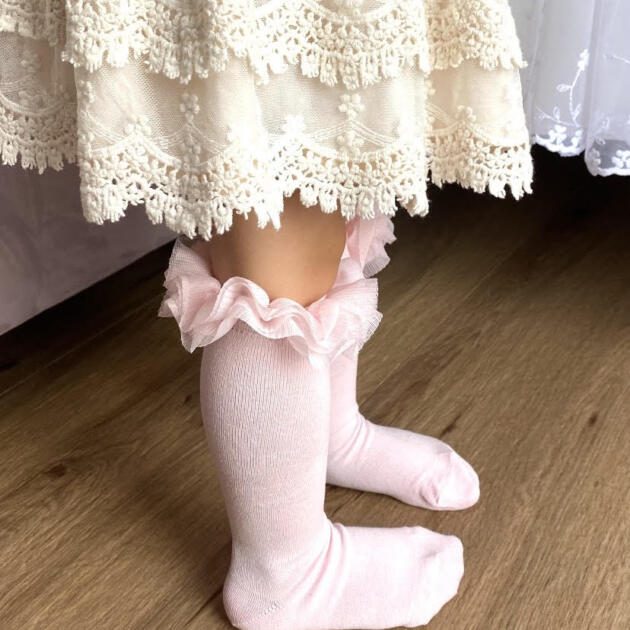 Podkolienky s tylovým volánom dolly dancers MP baby ružová | Welcomebaby.sk
