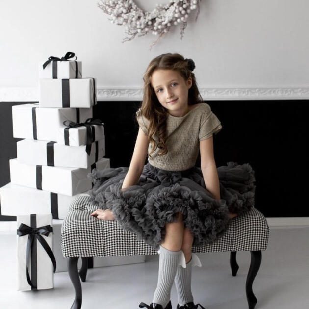Objemná tutu sukňa dolly skirt Manufaktura Falbanek tmavosivá antracit | Welcomebaby.sk