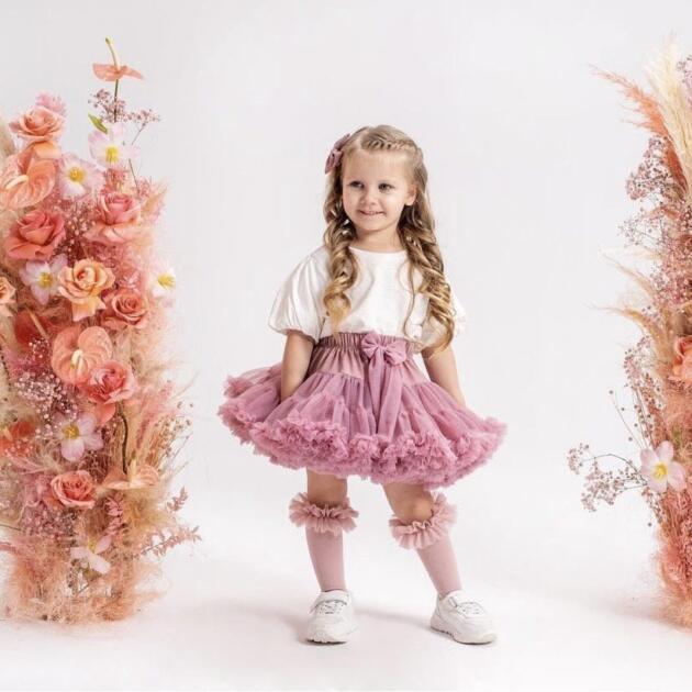 Tutu podkolienky s tylovým volánom Manufaktura F dusty pink staroružové | Welcomebaby.sk