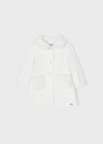MAYORAL Štruktúrovaný baby kabát Structured knit coat biely | Welcomebaby.sk