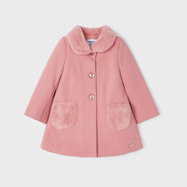 Štruktúrovaný baby kabát Structured knit coat baby Mayoral ružový blush 2432 | Welcomebaby.sk