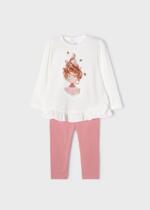 Legíny a tričko s volánom s potlačou dievčatka s veľkými vlasmi Leggings with ruffle top set baby Mayoral ružové blush 2722 | Welcomebaby.sk