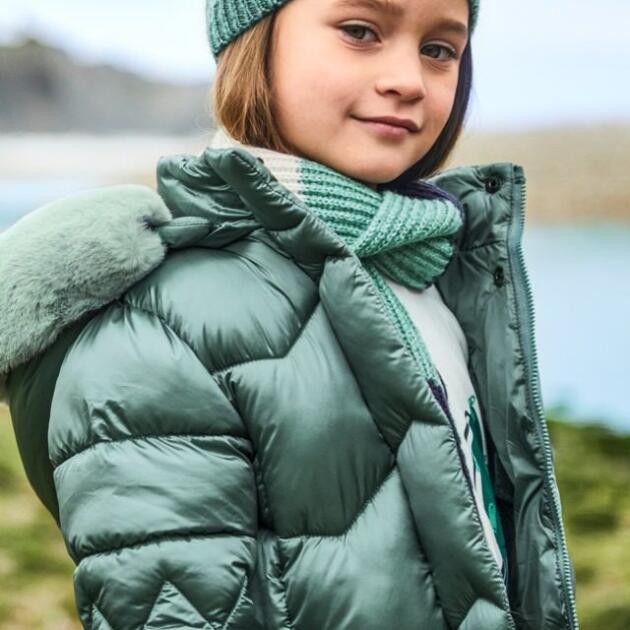 Dievčenská dlhá bunda Long padded jacket girl Mayoral zelená lake 448838 | Welcomebaby.sk