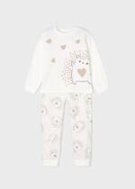 MAYORAL Dievčenské pyžamo s dlhým rukávom Sleepsuit girl krémové 4758 | Welcomebaby.sk