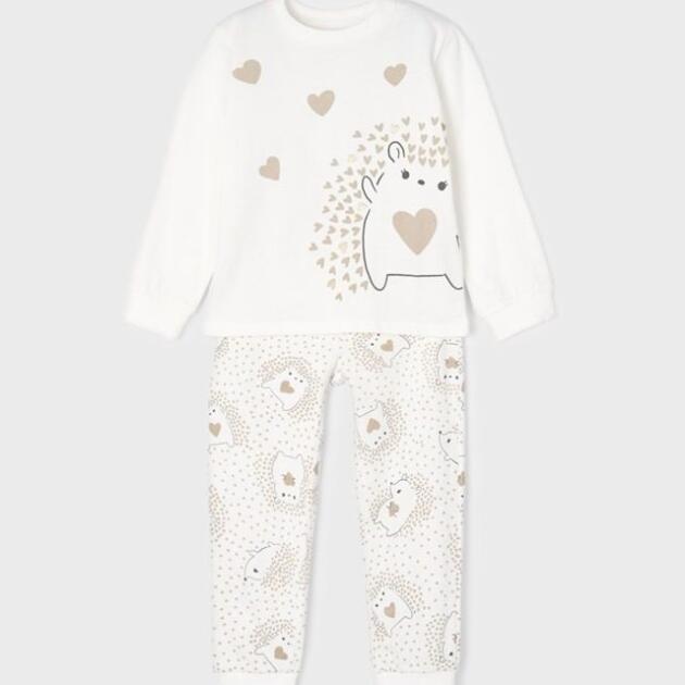 MAYORAL Dievčenské pyžamo s dlhým rukávom Sleepsuit girl krémové 4758 | Welcomebaby.sk