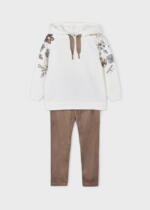 Semišové legíny a mikina s kapucňou Leggings and top set girl Mayoral krémovobéžový 4768 | Welcomebaby.sk