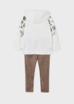 Semišové legíny a mikina s kapucňou Leggings and top set girl Mayoral krémovobéžový 4768 | Welcomebaby.sk