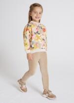MAYORAL Semišové legíny s kvetovanou mikinou Corduroy leggings and top set girl 4773 honey | Welcomebaby.sk