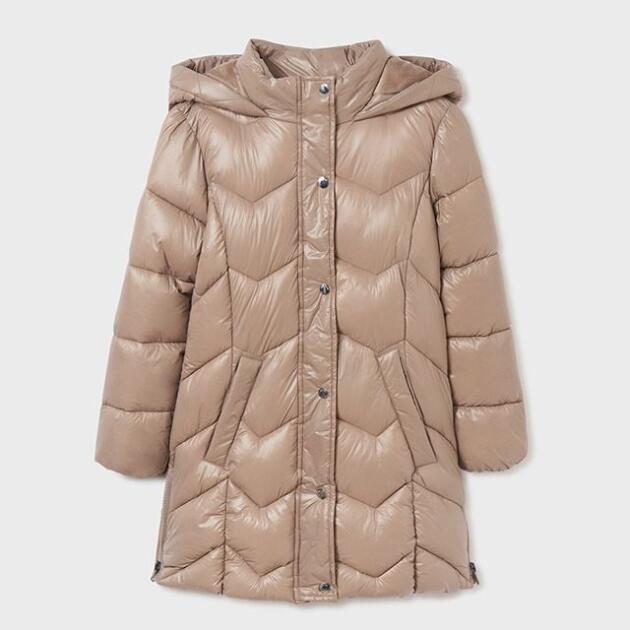 Dievčenská dlhá prešívaná bunda Long quilted coat girl Mayoral béžová | Welcomebaby.sk