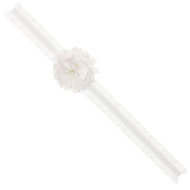 Tenká čelenka s kvetom pre bábätká Muslin baby headband with rosette and little satin hair bow Siena biela | Welcomebaby.sk