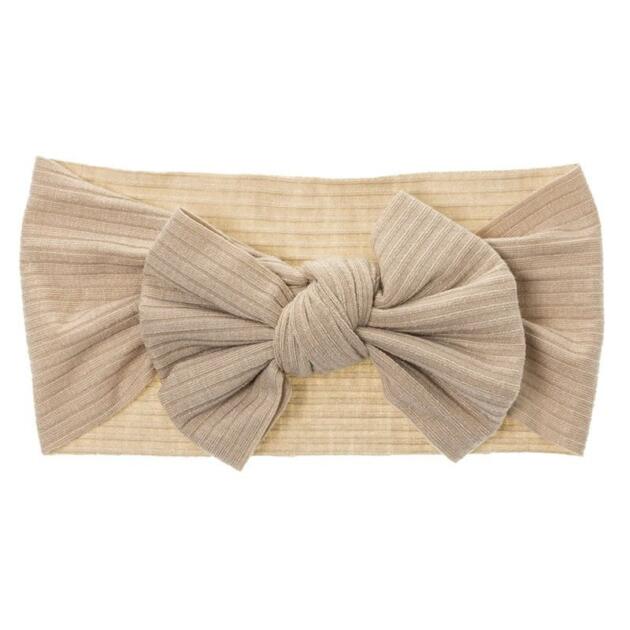 SIENA Rebrovaná čelenka s mašľou Baby headband with canalé knotted hairbow béžová | Welcomebaby.sk