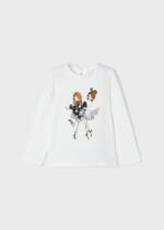 MAYORAL Tričko s dievčatkami a flitrovými srdiečkami T-shirt girl biele 4025 | Welcomebaby.sk