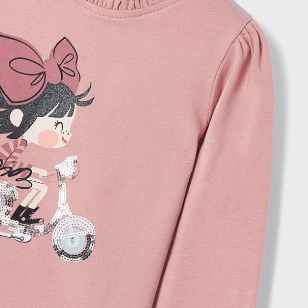 MAYORAL Tričko s dlhým rukávom potlač motorka a flitre Long sleeve t-shirt girl 4025 | Welcomebaby.sk