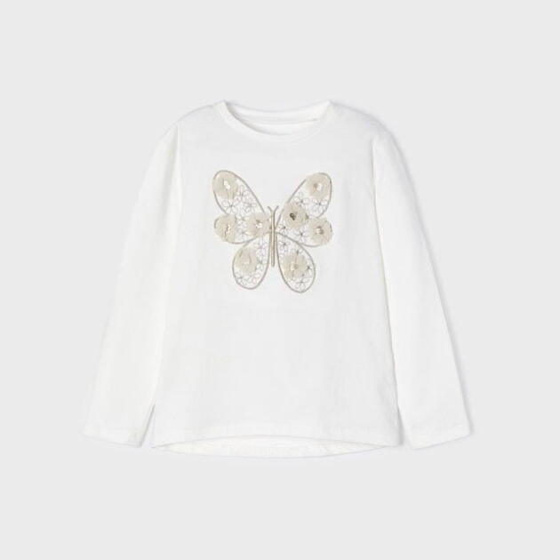 MAYORAL Dievčenské tričko s dlhým rukávom s potlačou motýľ a 3D kvety Long sleeve butterfly 4093 | Welcomebaby.sk