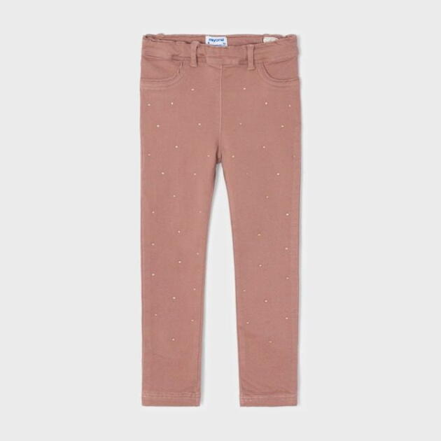MAYORAL Rifľové legínové nohavice s kamienkami ružové Diamond leggings girl nude | Welcomebaby.sk