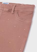 MAYORAL Rifľové legínové nohavice s kamienkami ružové Diamond leggings girl nude | Welcomebaby.sk