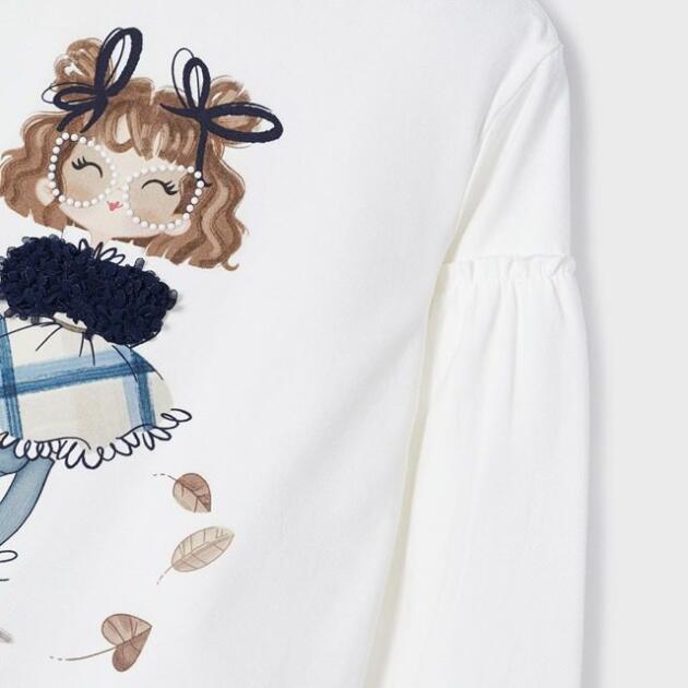 MAYORAL Zamatové legíny s tričkom s dlhým rukávom a postavičkou Velvet leggings and top 4765 tmavomodré | Welcomebaby.sk