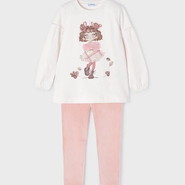 MAYORAL Zamatové legíny s tričkom s dlhým rukávom ružové Velvet leggings and top set girl 4765 | Welcomebaby.sk