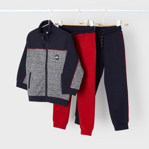 MAYORAL Chlapčenské tepláky a mikina na zips červená Tracksuit with two joggers boy | Welcomebaby.sk