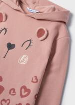 MAYORAL Teplákové šaty s tváričkou a srdiečkami Fleece dress girl rosy ružové | Welcomebaby.sk