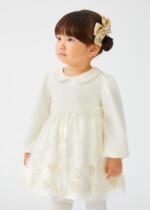ABEL & LULA Sviatočné baby šaty s dlhým rukávom a so srdiečkami Combined dress krémové 5501