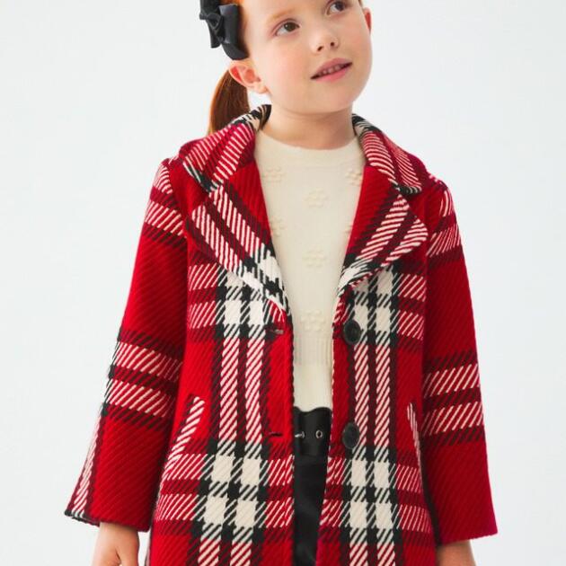 ABEL & LULA Károvaný kabát červený Plaid coat red 5828 | Welcomebaby.sk