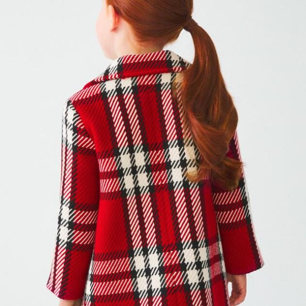 ABEL & LULA Károvaný kabát červený Plaid coat red 5828 | Welcomebaby.sk