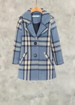 ABEL & LULA Károvaný kabát modrý Plaid coat blue 5828 | Welcomebaby.sk